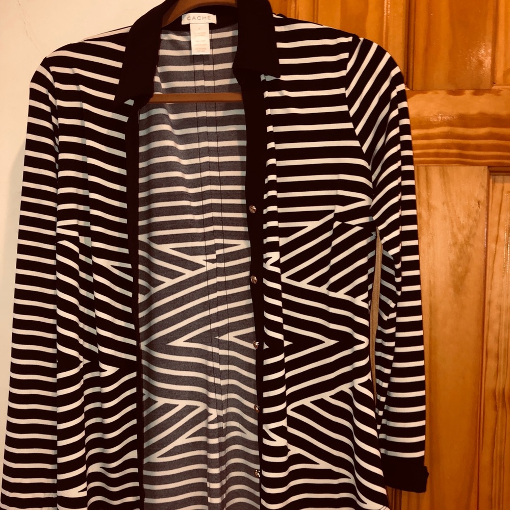 Women’s Black & White Top By Cache Size Small - image 1